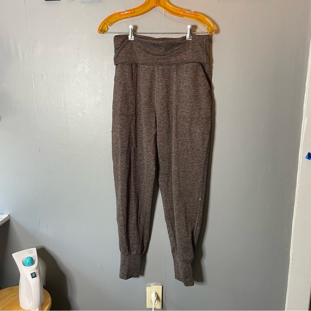 Offline by Aerie Heathered brown fold over yoga joggers size small